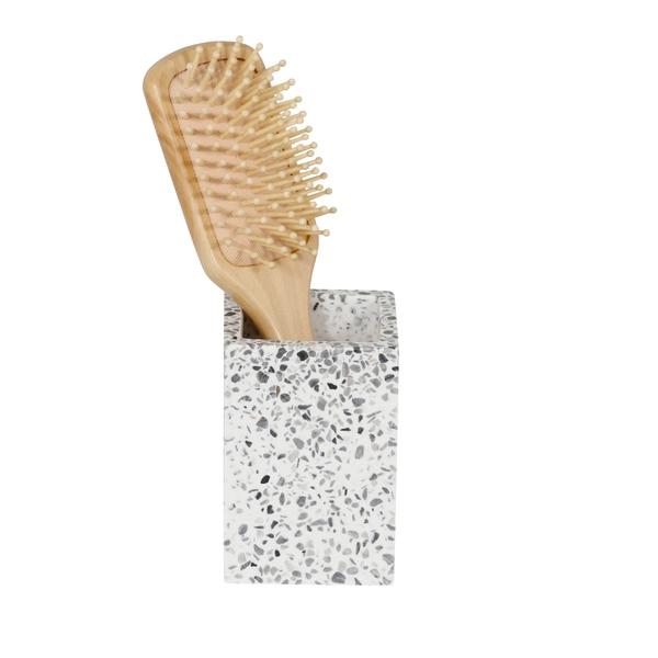 Porta Objeto de Banheiro Pedra Quadrado Branco Terrazo Sensea